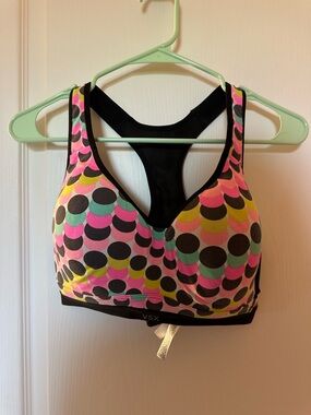 Victoria's Secret VSX Pink Multi Polka Dot Racerback Sports Bra